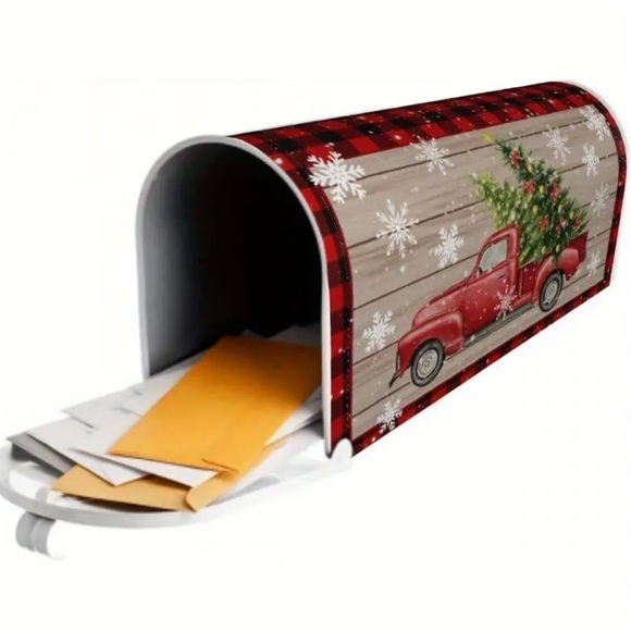 Mailbox Cover - Vibrant Christmas Red Truck with Tree Design, NEW, So Festive - Picture 6 of 6